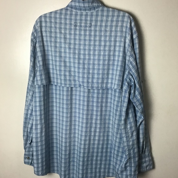 L.L. Bean blue plaid long sleeve button down shirt. Large - Picture 3 of 3